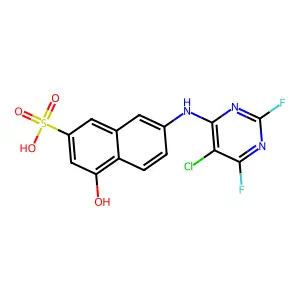 7-[(5-Chloro-2,6-difluoro-4-pyrimidinyl)amino]-4-hydroxy-2-naphthalenesulfonic acid structure