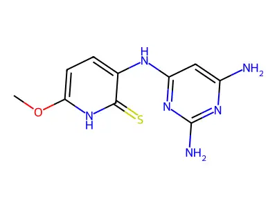 3-((2,6-Diamino-4-pyrimidinyl)amino)-6-methoxy-2(1H)-pyridinethione structure