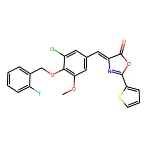 4-{3-chloro-4-[(2-fluorobenzyl)oxy]-5-methoxybenzylidene}-2-(2-thienyl)-1,3-oxazol-5(4H)-one structure
