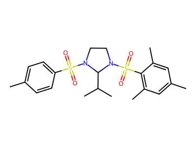 1-(4-methylphenyl)sulfonyl-2-propan-2-yl-3-(2,4,6-trimethylphenyl)sulfonylimidazolidine structure