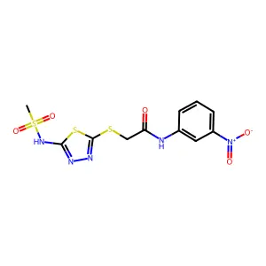 2-[[5-(methanesulfonamido)-1,3,4-thiadiazol-2-yl]sulfanyl]-N-(3-nitrophenyl)acetamide structure