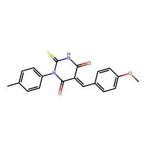 (5E)-5-(4-methoxybenzylidene)-1-(4-methylphenyl)-2-thioxodihydropyrimidine-4,6(1H,5H)-dione structure