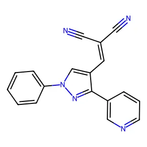 2-((1-phenyl-3-(pyridin-3-yl)-1H-pyrazol-4-yl)methylene)malononitrile structure