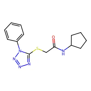 N-cyclopentyl-2-(1-phenyltetrazol-5-yl)sulfanylacetamide structure