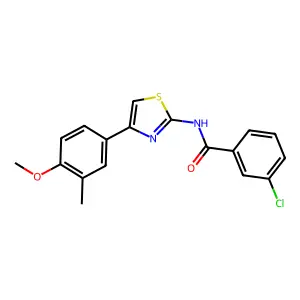 (Z)-3-chloro-N-(4-(4-methoxy-3-methylphenyl)thiazol-2(3H)-ylidene)benzamide structure