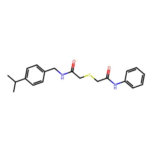 2-(2-anilino-2-oxoethyl)sulfanyl-N-[(4-propan-2-ylphenyl)methyl]acetamide structure