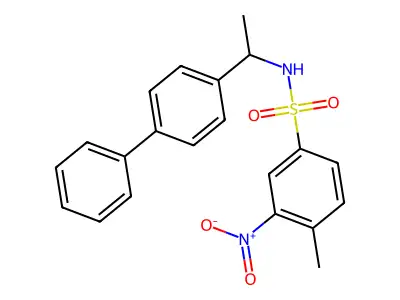 4-methyl-3-nitro-N-[1-(4-phenylphenyl)ethyl]benzenesulfonamide structure