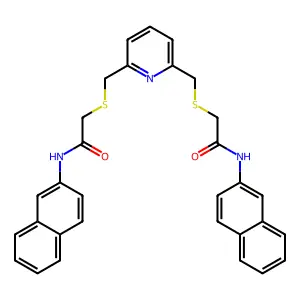 N-naphthalen-2-yl-2-[[6-[[2-(naphthalen-2-ylamino)-2-oxoethyl]sulfanylmethyl]pyridin-2-yl]methylsulfanyl]acetamide structure