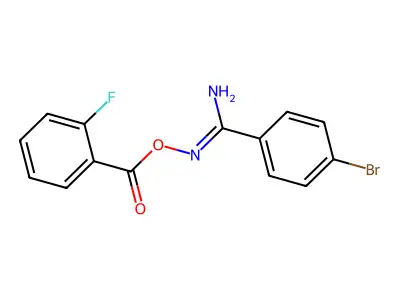 (Z)-4-bromo-N'-((2-fluorobenzoyl)oxy)benzimidamide structure