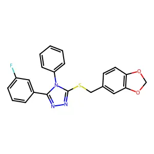 3-(1,3-benzodioxol-5-ylmethylsulfanyl)-5-(3-fluorophenyl)-4-phenyl-1,2,4-triazole structure