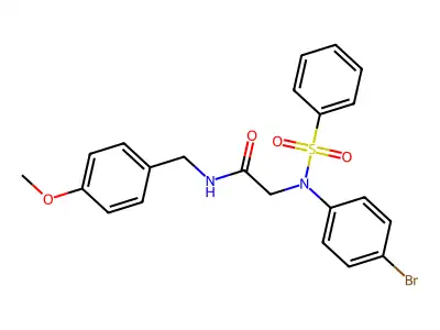 2-[N-(benzenesulfonyl)-4-bromoanilino]-N-[(4-methoxyphenyl)methyl]acetamide structure