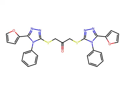 1,3-Bis[[5-(furan-2-yl)-4-phenyl-1,2,4-triazol-3-yl]sulfanyl]propan-2-one structure