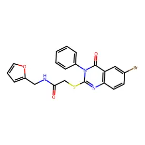 2-(6-bromo-4-oxo-3-phenylquinazolin-2-yl)sulfanyl-N-(furan-2-ylmethyl)acetamide structure