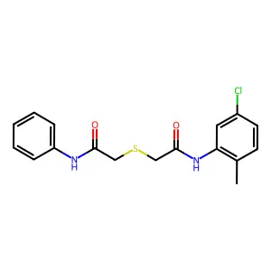 2-[2-(5-chloro-2-methylanilino)-2-oxoethyl]sulfanyl-N-phenylacetamide structure