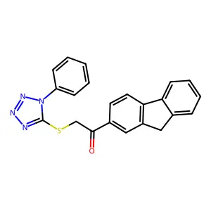 1-(9H-fluoren-2-yl)-2-(1-phenyltetrazol-5-yl)sulfanylethanone structure