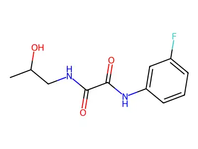 N'-(3-fluorophenyl)-N-(2-hydroxypropyl)oxamide structure