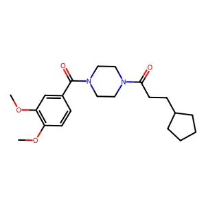3-Cyclopentyl-1-[4-(3,4-dimethoxy-benzoyl)-piperazin-1-yl]-propan-1-one structure