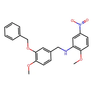 2-methoxy-N-[(4-methoxy-3-phenylmethoxyphenyl)methyl]-5-nitroaniline structure