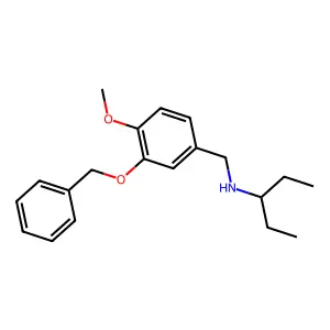 N-[(4-methoxy-3-phenylmethoxyphenyl)methyl]pentan-3-amine structure