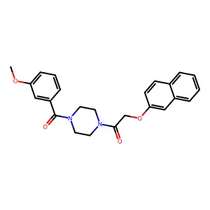1-[4-(3-Methoxybenzoyl)piperazin-1-yl]-2-naphthalen-2-yloxyethanone structure