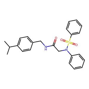 2-[N-(benzenesulfonyl)anilino]-N-[(4-propan-2-ylphenyl)methyl]acetamide structure