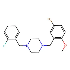 1-[(5-Bromo-2-methoxyphenyl)methyl]-4-[(2-fluorophenyl)methyl]piperazine structure