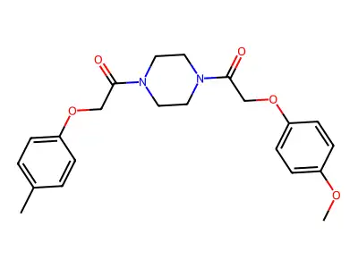 1-[4-[2-(4-Methoxyphenoxy)acetyl]piperazin-1-yl]-2-(4-methylphenoxy)ethanone structure
