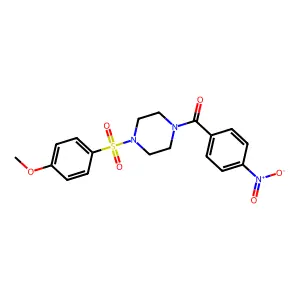 Methyl 4-{[4-(4-nitrobenzoyl)-1-piperazinyl]sulfonyl}phenyl ether structure