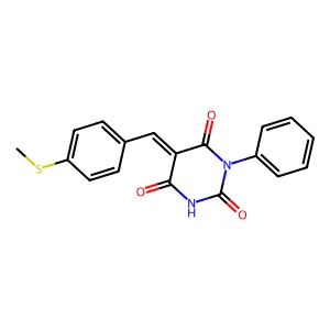 (5Z)-5-[(4-methylsulfanylphenyl)methylidene]-1-phenyl-1,3-diazinane-2,4,6-trione structure