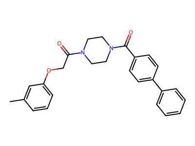 2-(3-Methylphenoxy)-1-[4-(4-phenylbenzoyl)piperazin-1-yl]ethanone structure