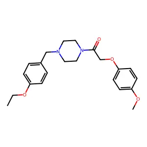 1-[4-[(4-Ethoxyphenyl)methyl]piperazin-1-yl]-2-(4-methoxyphenoxy)ethanone structure