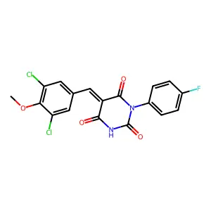 (5E)-5-[(3,5-dichloro-4-methoxyphenyl)methylidene]-1-(4-fluorophenyl)-1,3-diazinane-2,4,6-trione structure