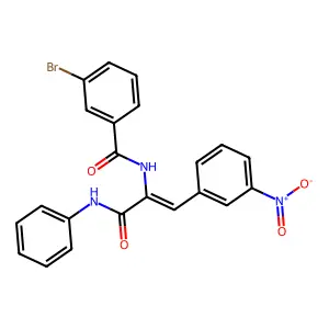 N-(1-(anilinocarbonyl)-2-{3-nitrophenyl}vinyl)-3-bromobenzamide structure