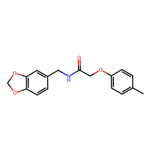 N-(1,3-benzodioxol-5-ylmethyl)-2-(4-methylphenoxy)acetamide structure