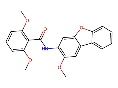 2,6-dimethoxy-N-(2-methoxydibenzofuran-3-yl)benzamide structure