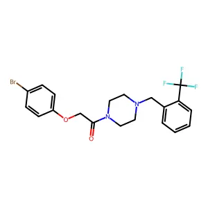 2-(4-bromophenoxy)-1-[4-[[2-(trifluoromethyl)phenyl]methyl]piperazin-1-yl]ethanone structure
