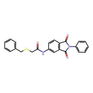 2-benzylsulfanyl-N-(1,3-dioxo-2-phenylisoindol-5-yl)acetamide structure