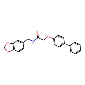 N-(1,3-benzodioxol-5-ylmethyl)-2-(4-phenylphenoxy)acetamide structure