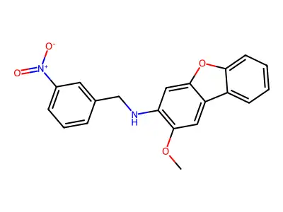 2-methoxy-N-[(3-nitrophenyl)methyl]dibenzofuran-3-amine structure
