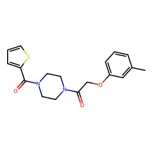 2-(3-Methylphenoxy)-1-[4-(thiophene-2-carbonyl)piperazin-1-yl]ethanone structure