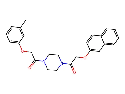 1-[4-[2-(3-Methylphenoxy)acetyl]piperazin-1-yl]-2-naphthalen-2-yloxyethanone structure