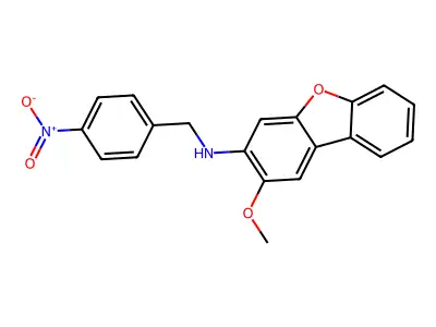 2-methoxy-N-[(4-nitrophenyl)methyl]dibenzofuran-3-amine structure