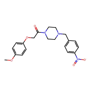 2-(4-Methoxyphenoxy)-1-[4-[(4-nitrophenyl)methyl]piperazin-1-yl]ethanone structure