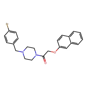 1-[4-[(4-Bromophenyl)methyl]piperazin-1-yl]-2-naphthalen-2-yloxyethanone structure
