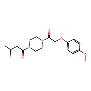 1-[4-[2-(4-Methoxyphenoxy)acetyl]piperazin-1-yl]-3-methylbutan-1-one structure