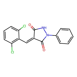 (4E)-4-(2,6-dichlorobenzylidene)-1-phenylpyrazolidine-3,5-dione structure
