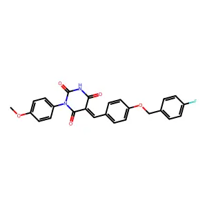 (5Z)-5-[[4-[(4-fluorophenyl)methoxy]phenyl]methylidene]-1-(4-methoxyphenyl)-1,3-diazinane-2,4,6-trione structure