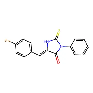 (5E)-5-(4-bromobenzylidene)-2-mercapto-3-phenyl-3,5-dihydro-4H-imidazol-4-one structure