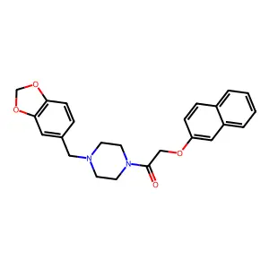 1-[4-(1,3-Benzodioxol-5-ylmethyl)piperazin-1-yl]-2-naphthalen-2-yloxyethanone structure