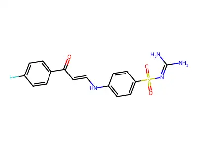 2-[4-[[3-(4-Fluorophenyl)-3-oxoprop-1-enyl]amino]phenyl]sulfonylguanidine structure
